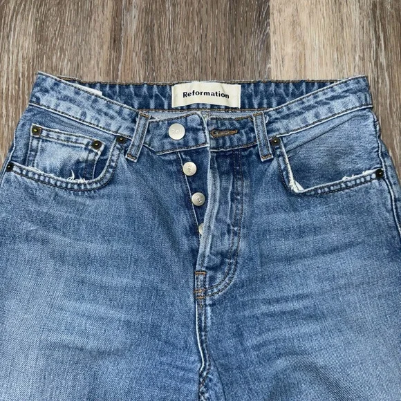 Reformation Wide Leg Distressed Jeans - Size 25 - Picture 2 of 12
